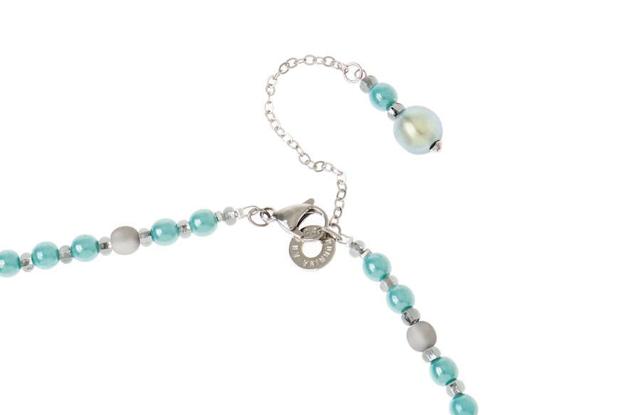 Necklace Giudecca in Turquoise glass with silver leaf Antica Murrina