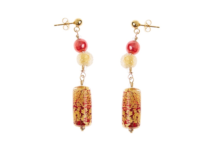 Earrings Venezia in Red glass with gold leaf Antica Murrina