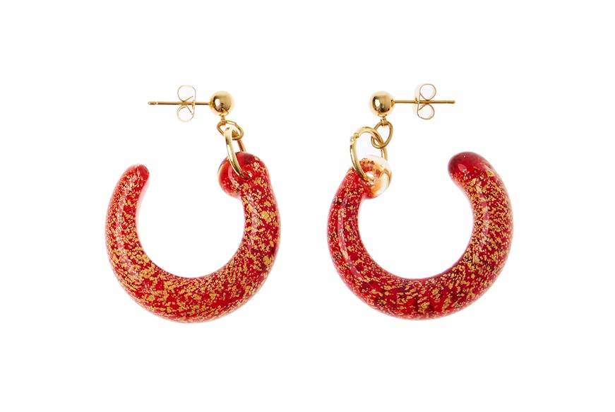 Earrings Venezia in Red glass with gold leaf Antica Murrina