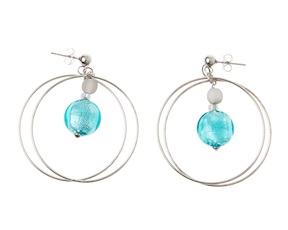Earrings Giudecca in Turquoise glass with silver leaf Antica Murrina