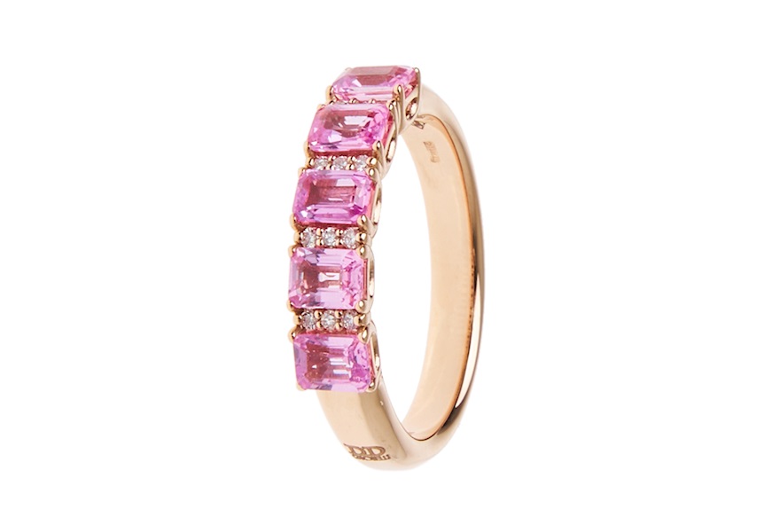 Anello oro 750‰ con diamanti ct. 0.08 e zaffiri rosa ct. 1,43 Davite & Delucchi