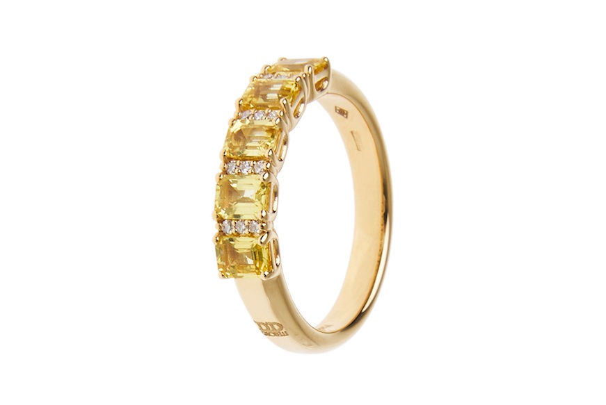 Ring gold 750‰ with diamonds ct. 0.08 and yellow sapphires ct. 1,22 Davite & Delucchi