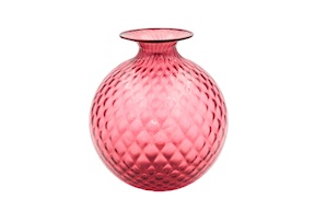 Vaso Monofiore Balloton vetro di Murano magenta con filo rosso