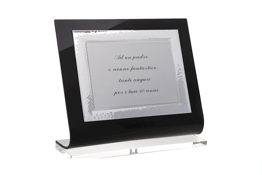 Plaque with frame silver plated with plexiglass stand Selezione Zanolli