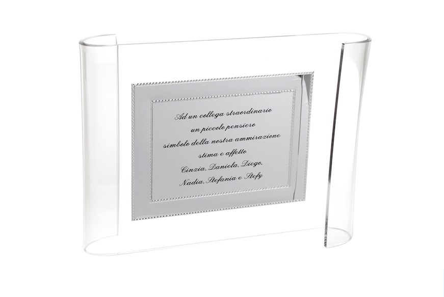 Plaque with frame silver plated with plexiglass stand Selezione Zanolli