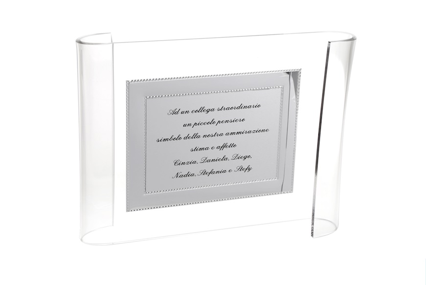 Targa silver plated con cornice e espositore in plexiglass Selezione Zanolli