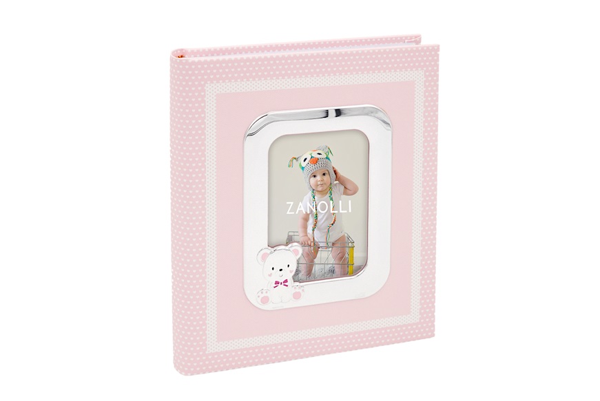 Album Teddy Bear pvd Silver with picture frame pink Selezione Zanolli