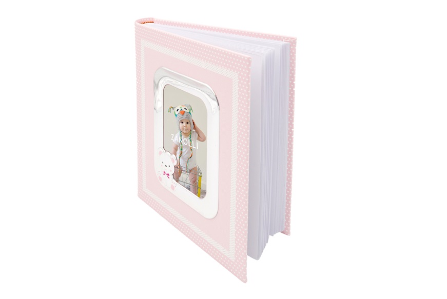 Album Orsetto argento pvd con cornice portafoto rosa Selezione Zanolli