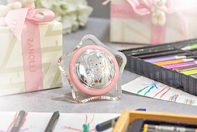 Luce notturna Orsetto argento pvd stella rosa Selezione Zanolli