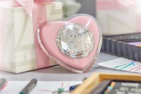 Night lamp Teddy Bear pvd Silver heart pink Selezione Zanolli