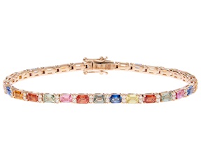Bracciale tennis oro 750‰ con diamanti ct. 0.80 e zaffiri multicolor ct. 7.36 Davite & Delucchi