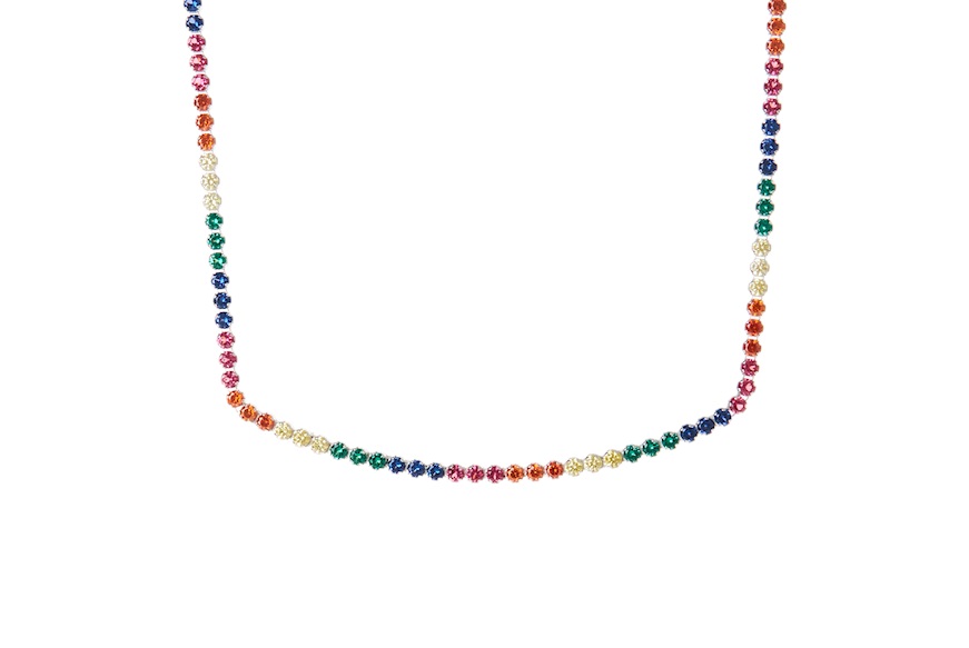Necklace Moonlight silver with multicolored zircons Sovrani