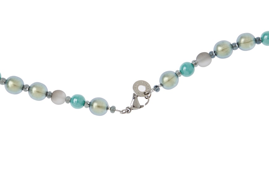 Necklace Giudecca in Turquoise glass with silver leaf Antica Murrina