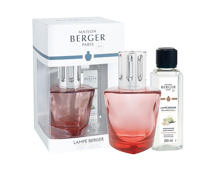 Gift pack lamp Terra Rouge with 250 ml perfume Angelique Noir Maison Berger Paris