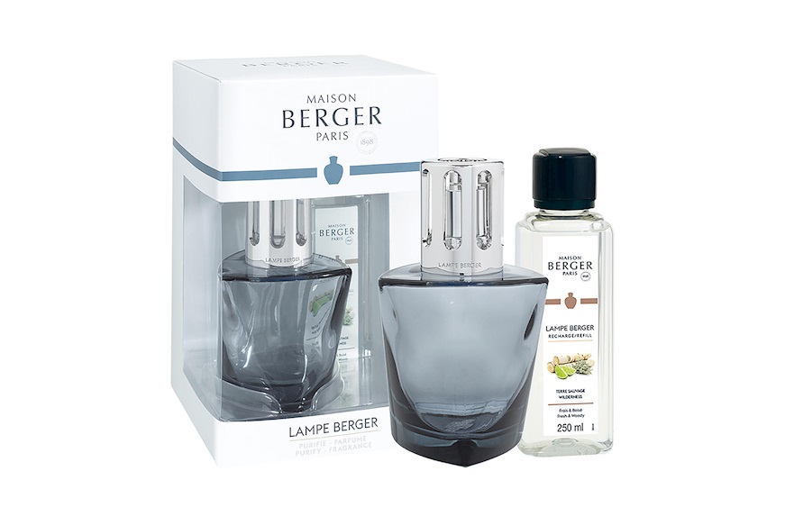 Gift Pack Lamp Terra Noir with 250 ml perfume Terre Sauvage Maison Berger Paris