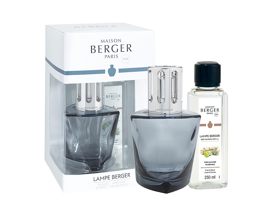 Gift pack lamp Terra Noir with 250 ml perfume Terre Sauvage Maison Berger Paris