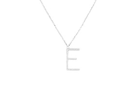 Collana Dancing Names argento con ciondolo lettera E in cubic zirconia Sovrani