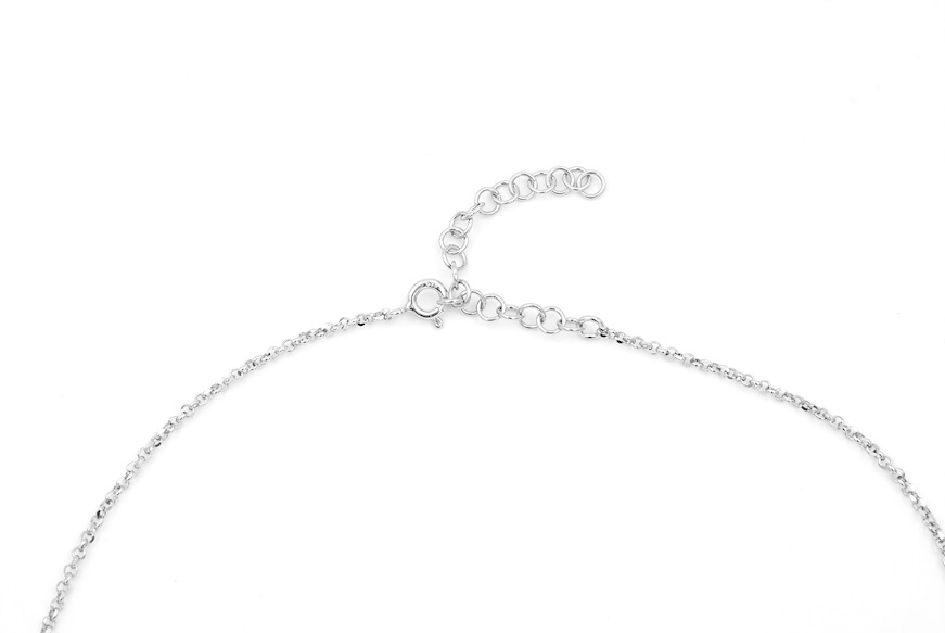 Collana Dancing Names argento con ciondolo lettera E in cubic zirconia Sovrani