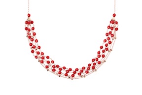 Collana argento rosè e resina corallo