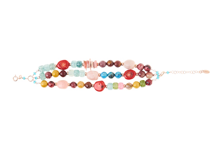 Bracciale argento rosè con pietre multicolore Selezione Zanolli