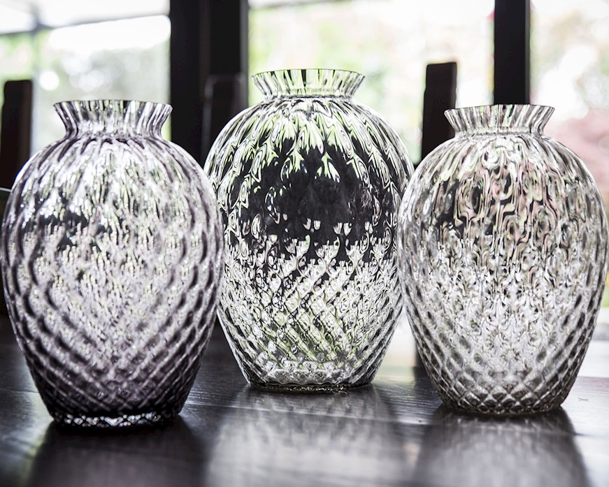 Vaso Polaris vetro di Murano ametista Carlo Moretti