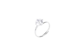 Solitaire ring silver with white zircon Selezione Zanolli