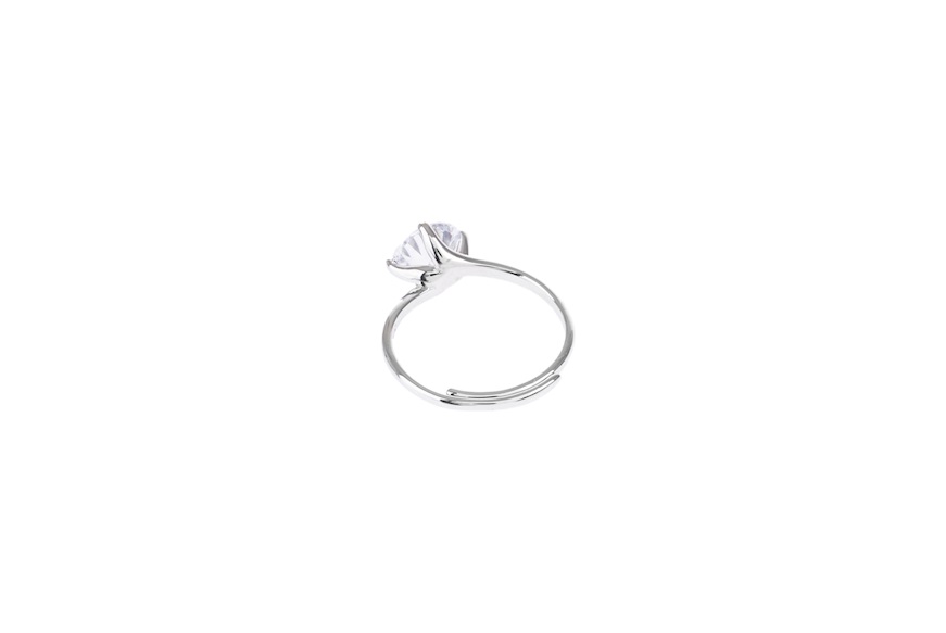 Solitaire ring silver with white zircon Selezione Zanolli