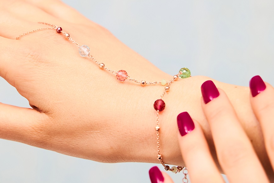 Bracciale Baciamano argento rosè con cristalli multicolor Selezione Zanolli