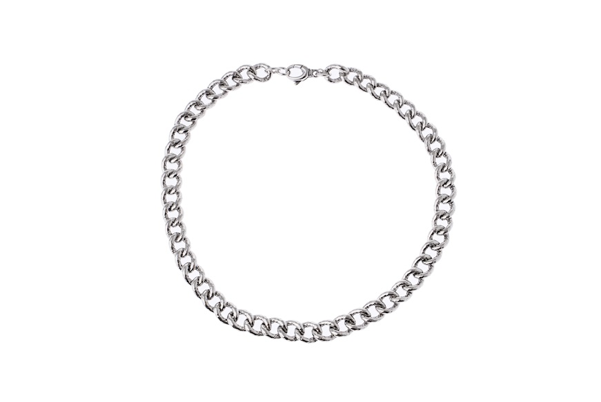 Necklace silver with hammered groumette knit Selezione Zanolli