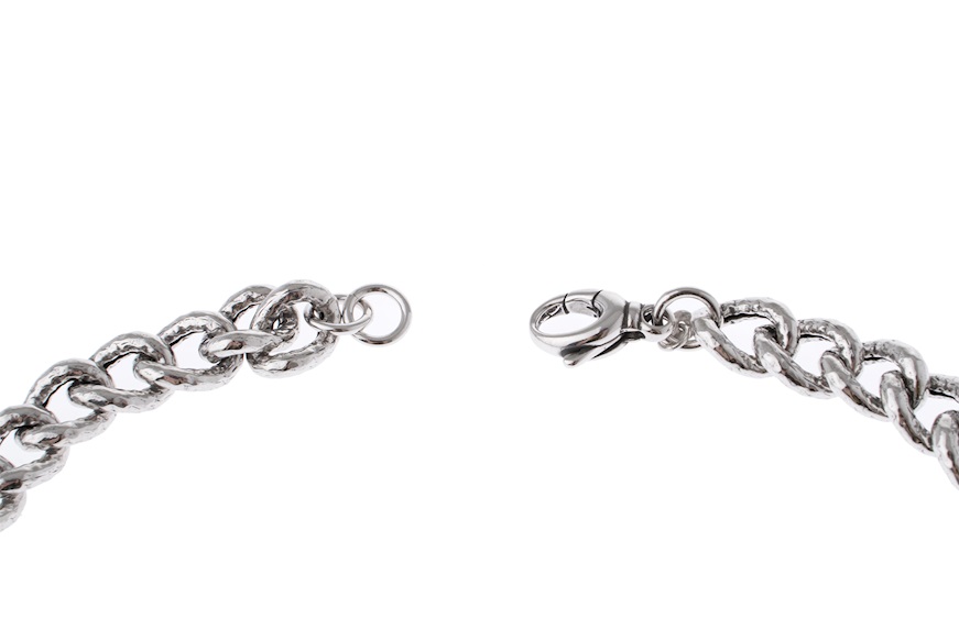 Necklace silver with hammered groumette knit Selezione Zanolli