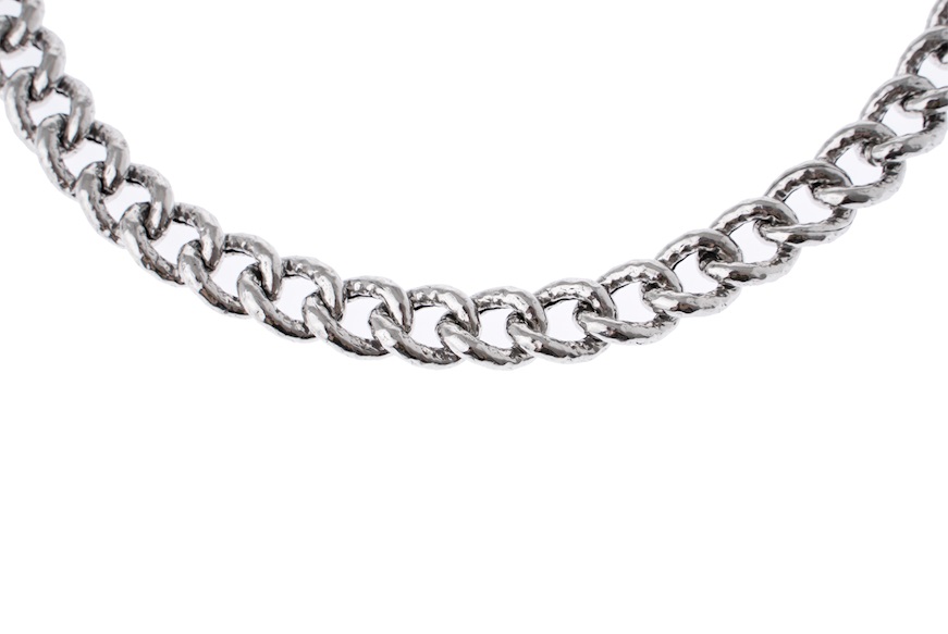 Necklace silver with hammered groumette knit Selezione Zanolli