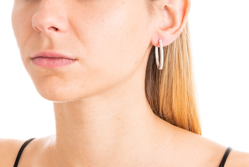 Earrings silver ovals with zircons Selezione Zanolli