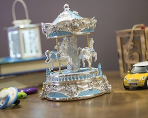 Music box Horses carousel blue Selezione Zanolli