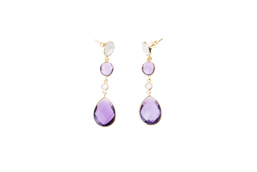 Orecchini pendenti argento dorato con pietre multicolor Selezione Zanolli