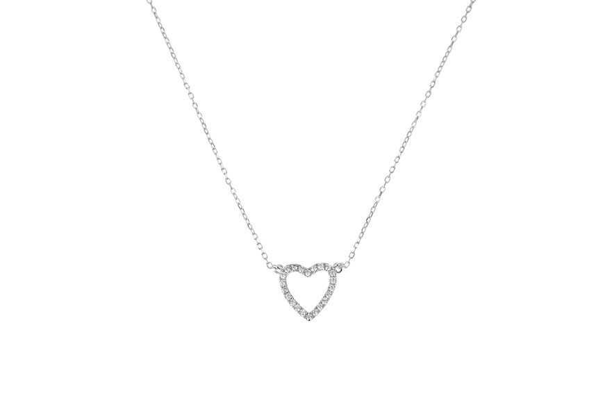 Necklace Heart silver with white zircons Selezione Zanolli