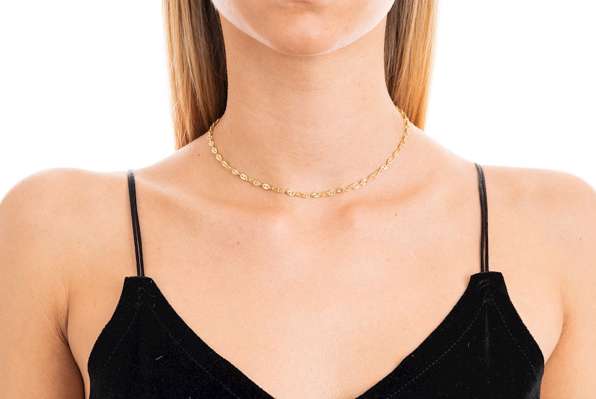Collana argento dorato con maglia marina zigrinata Selezione Zanolli