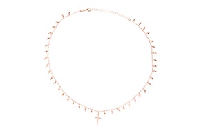 Collana argento rosè con palline e croce