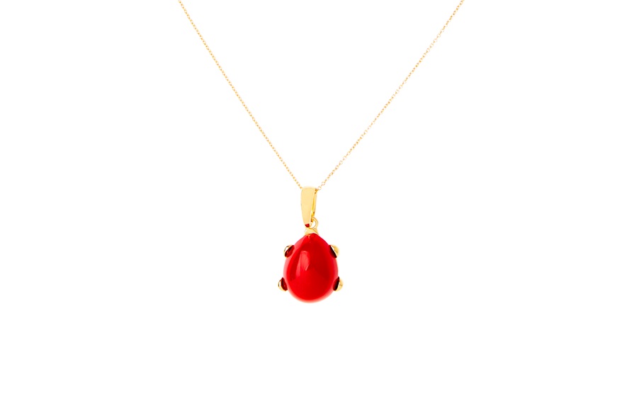 Collana argento dorato con ciondolo in pasta di corallo Selezione Zanolli