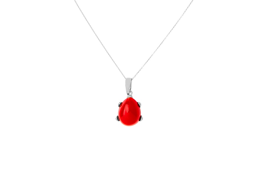Necklace silver with coral pendant Selezione Zanolli