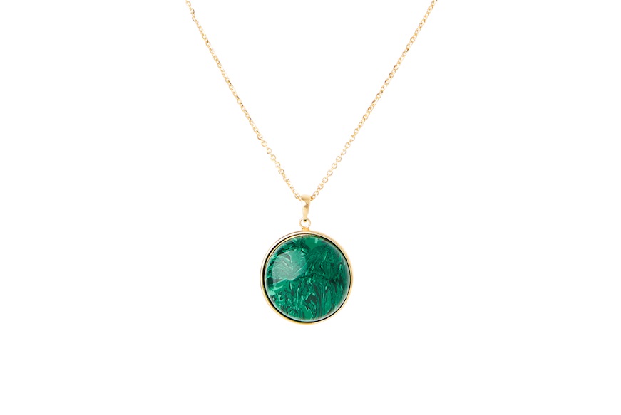 Collana argento dorato con ciondolo di malachite Selezione Zanolli