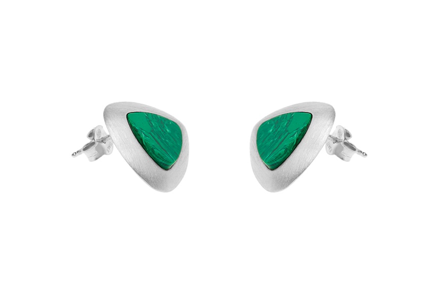 Earrings silver with malachite Selezione Zanolli