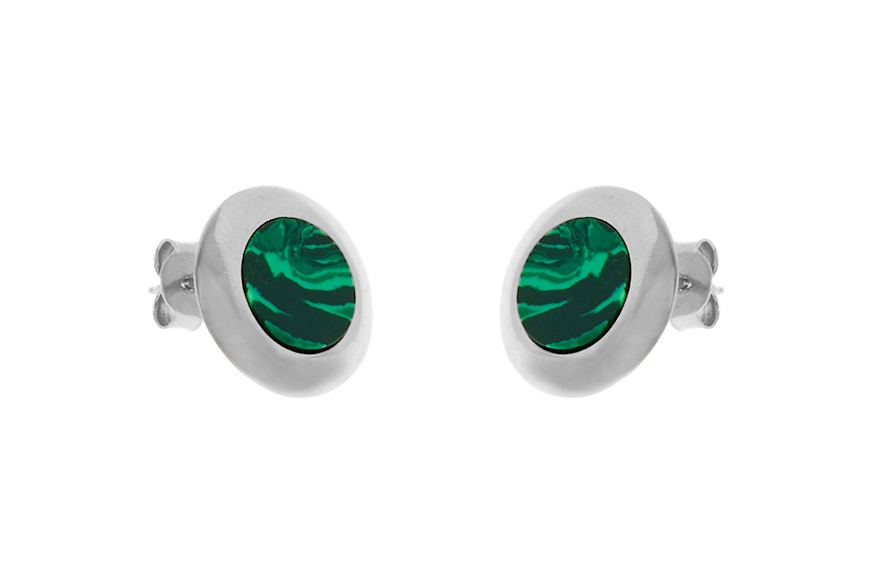 Earrings silver with malachite Selezione Zanolli