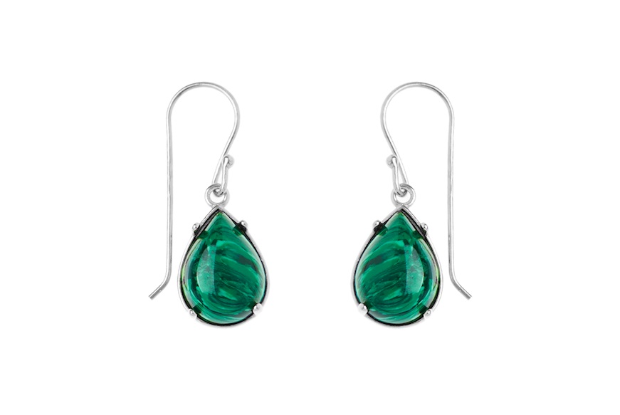 Earrings silver with malachite Selezione Zanolli