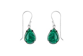 Earrings silver with malachite Selezione Zanolli