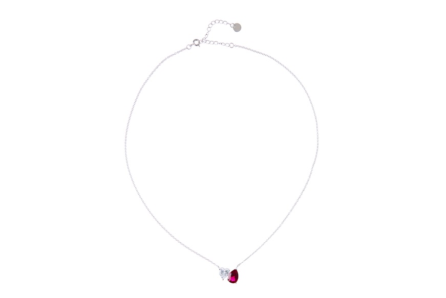 Necklace silver with cubic zirconia and ruby zircon Sovrani