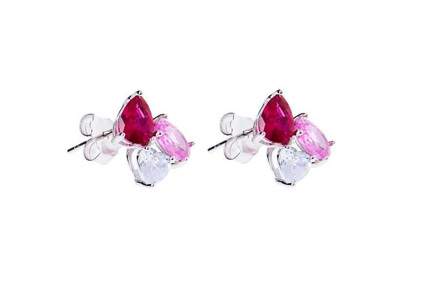 Earrings silver with cubic zirconia and ruby zircon Sovrani