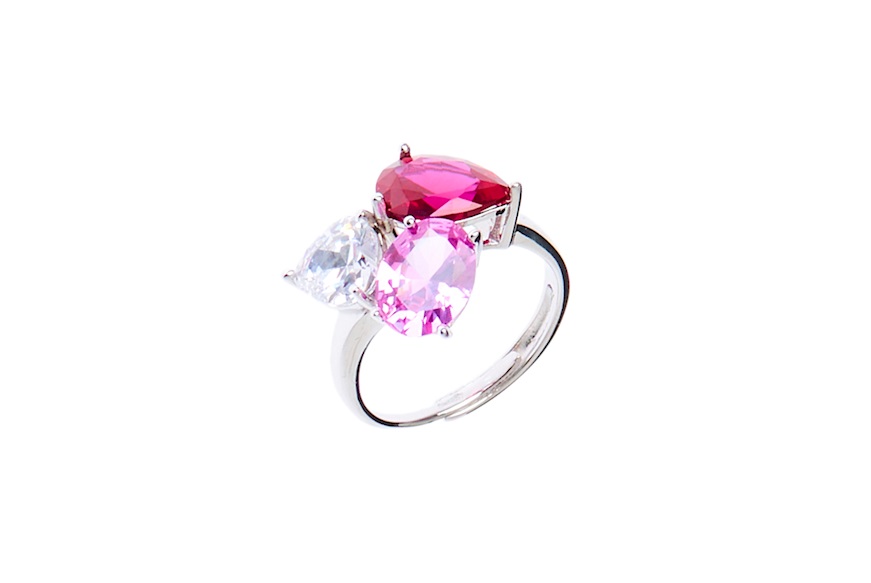 Ring silver with cubic zirconia and ruby zircon Sovrani