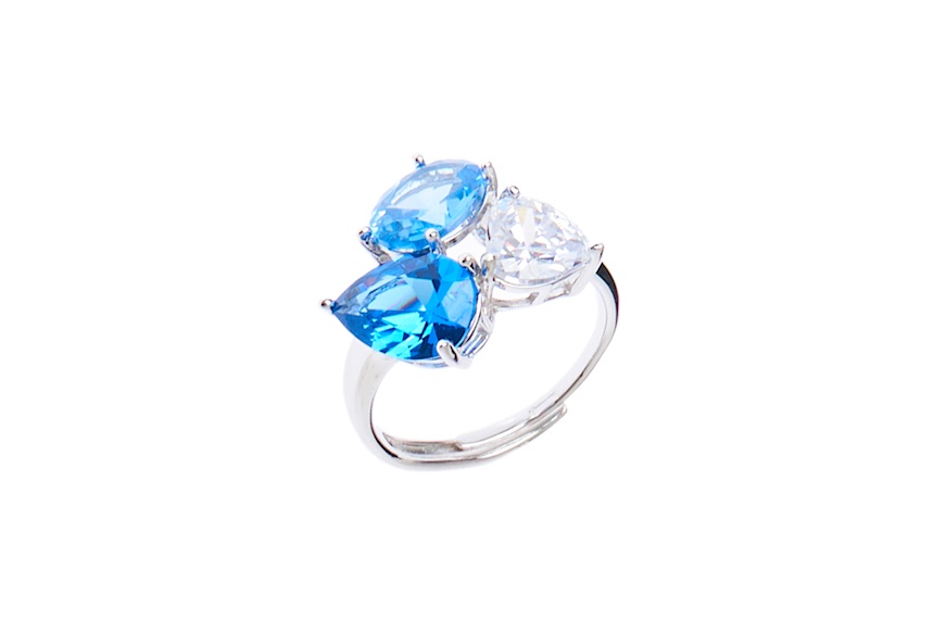 Ring silver with cubic zirconia and aquamarine zircon Sovrani