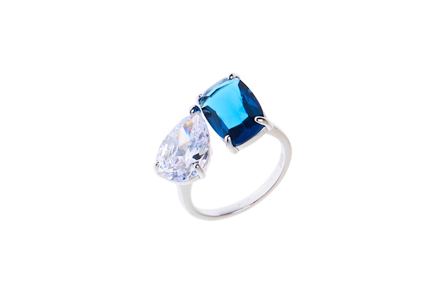 Ring silver with cubic zirconia and topaz zircon Sovrani
