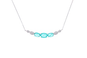 Collana argento con zirconi bianchi e pietra verde Sovrani